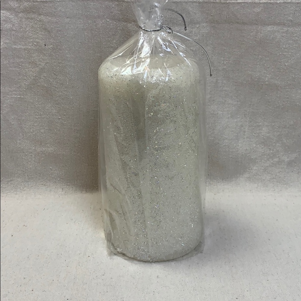 Pottery Barn 4”x8” glittery Sparkle Beaded Candle